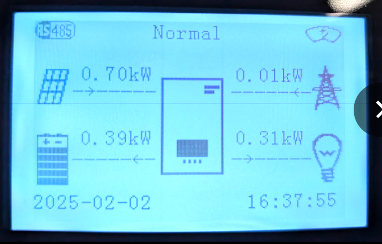 Image of inverter display with RS485 symbol