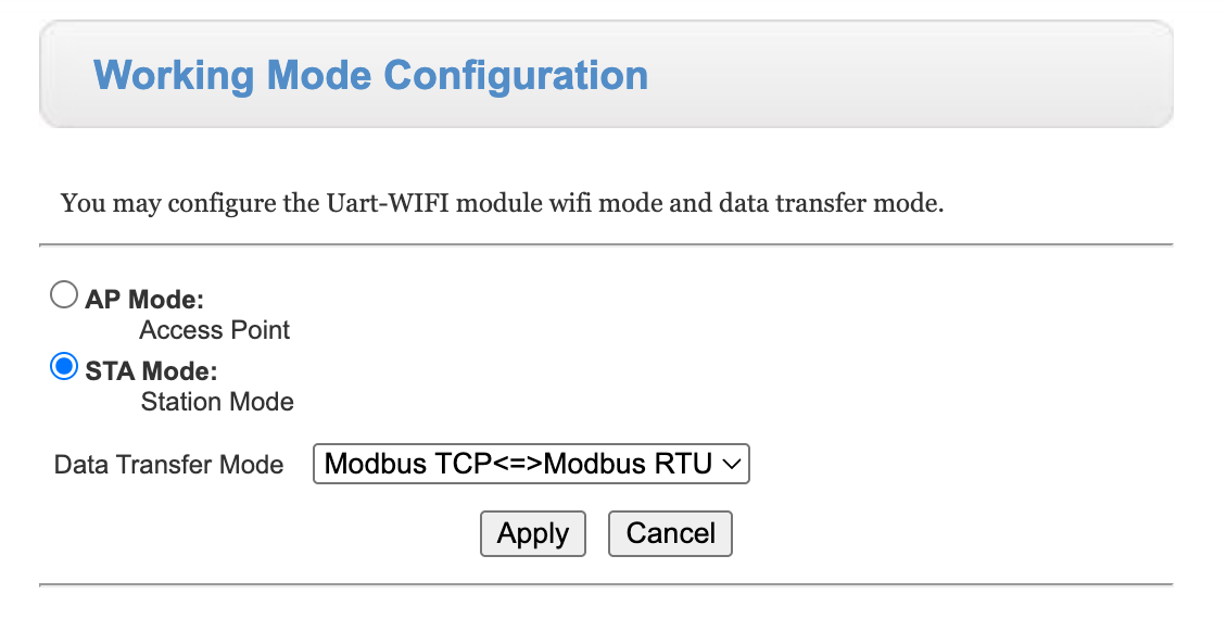Waveshare Modbus TCP to Modbus RTU mode