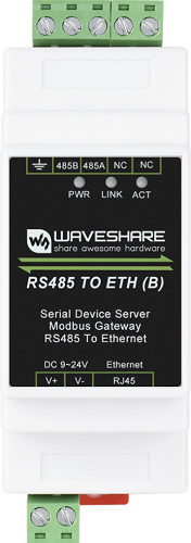 Image of Waveshare RS485 to RJ45 Ethernet DIN Rail Mount